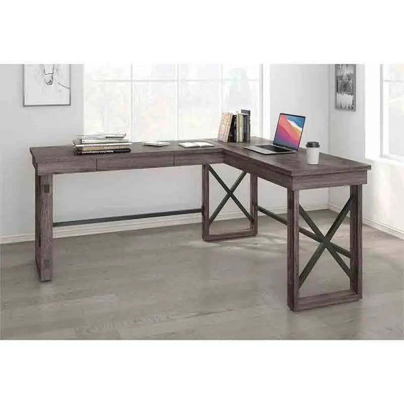 Yoobure L-Shaped Industrial Desk, Sturdy Metal Frame