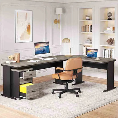 Yoobure 83" L-Shaped Desk with Storage Drawers