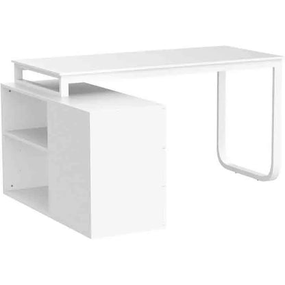 Yoobure 55" L-Shaped Desk with Storage Cabinet, White