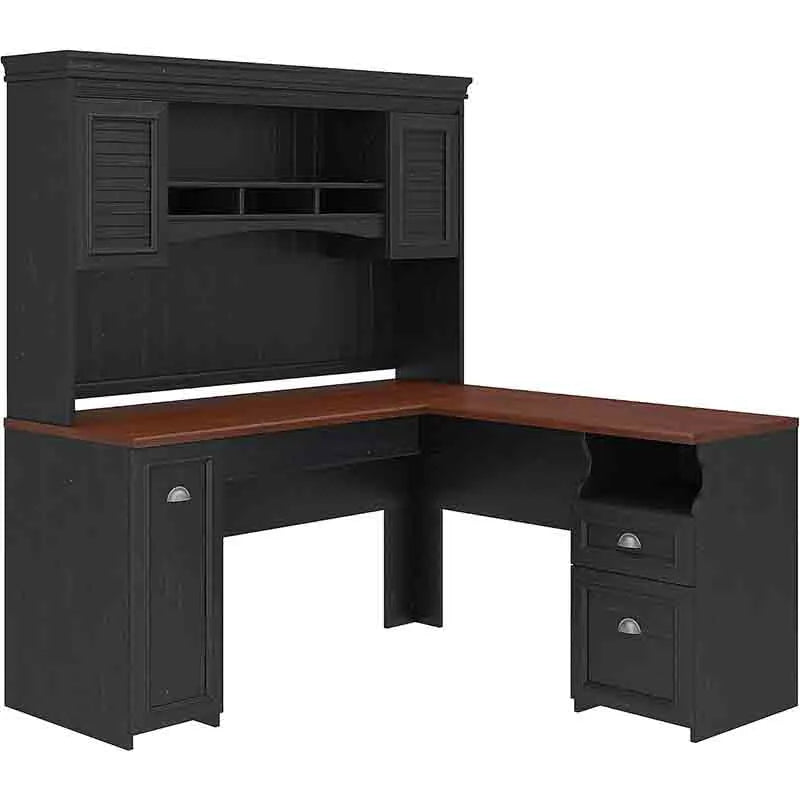 Yoobure L-Shaped Desk with Hutch, Reversible Design