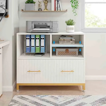 White Yoobure Filing Cabinet with Adjustable Hanging Rod