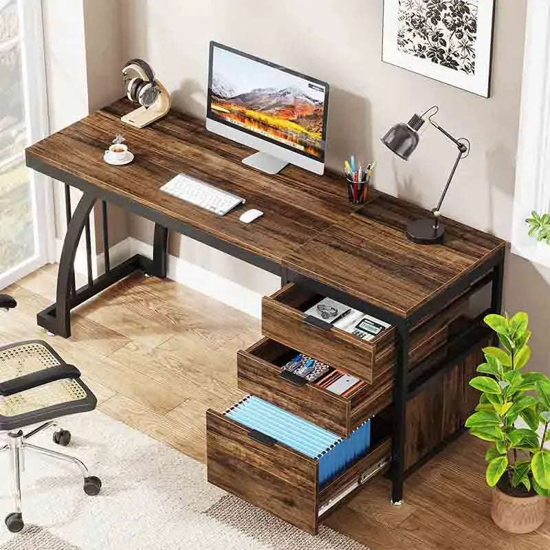 Brown Yoobure 59-Inch PC Desk with Reversible Drawers