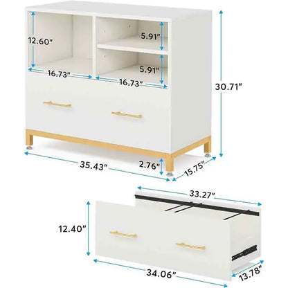 White Yoobure Filing Cabinet with Adjustable Hanging Rod