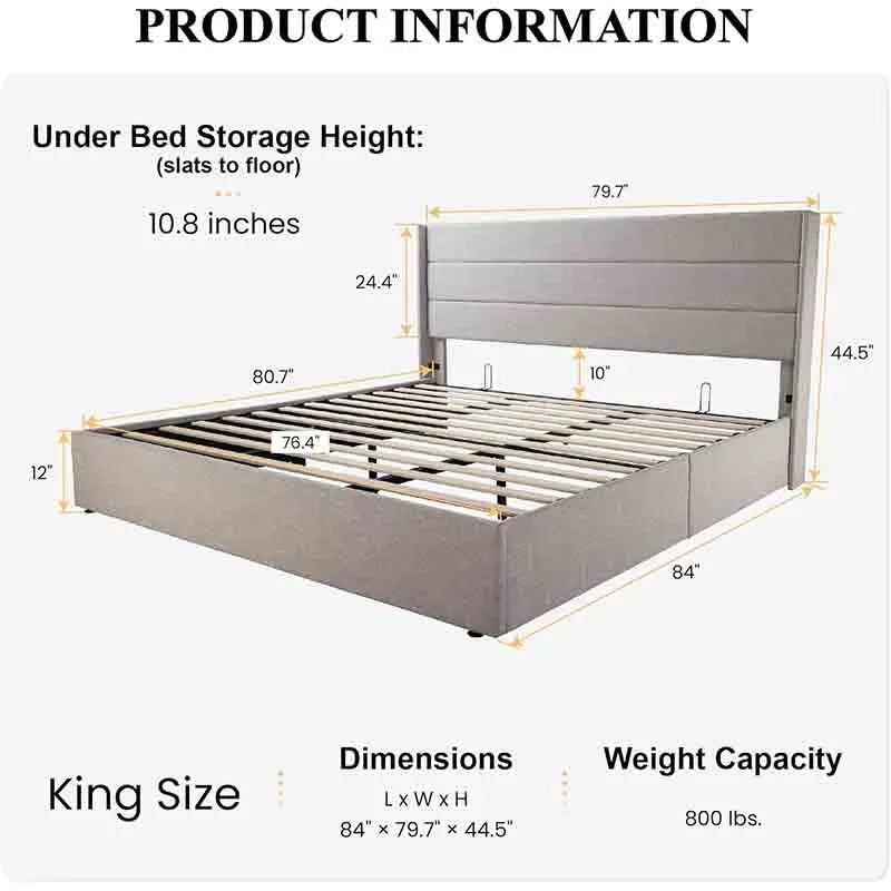 Soft Yoobure King Size Lift Up Storage Bed Frame