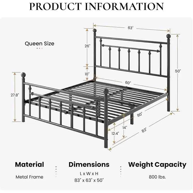 Ultra-supportive Yoobure 14'' Queen Side Metal Bed Frame