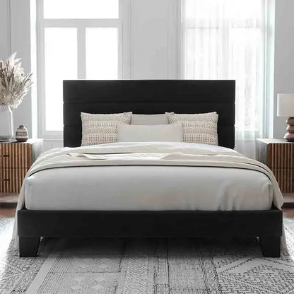 Yoobure Queen Size Bed Frame with Luxurious Velvet Upholstered Headboard