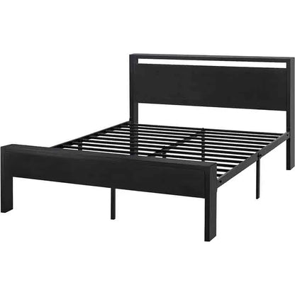 Yoobure Queen Size Bed Frame with Rustic Wooden Headboard and Footboard