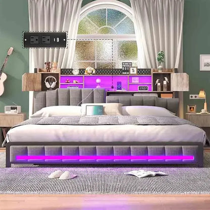 Modern Design Yoobure LED Upholstered Bed Frame King Size