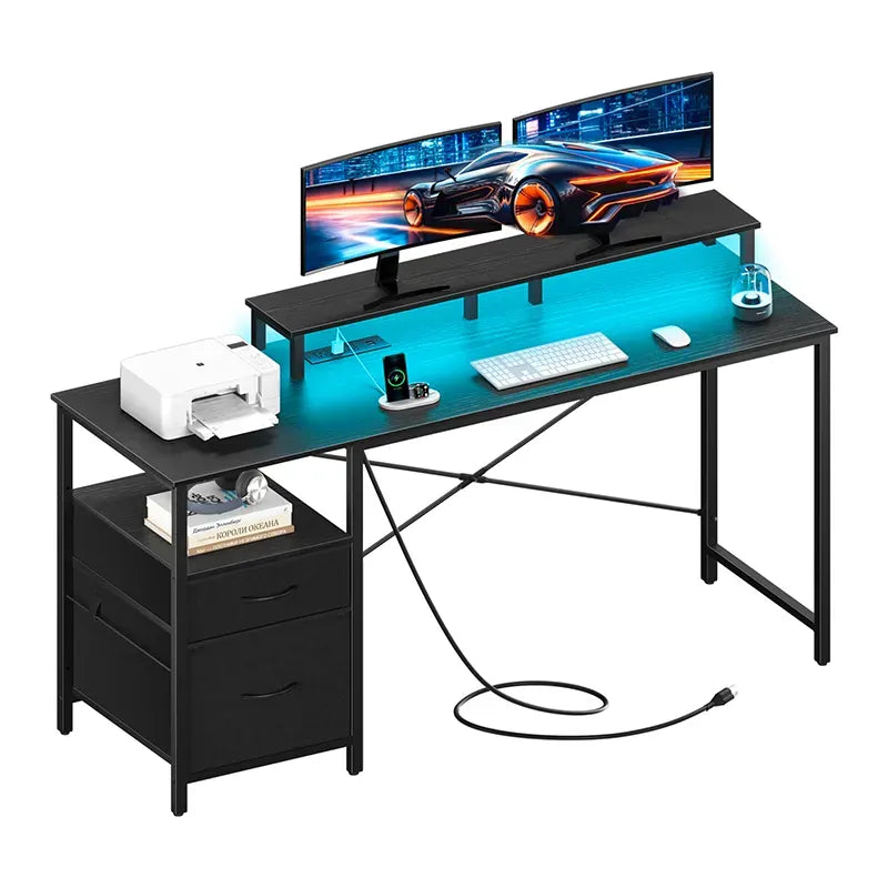 Home Utility Yoobure 55.1-Inch Two Drawer Computer Desk