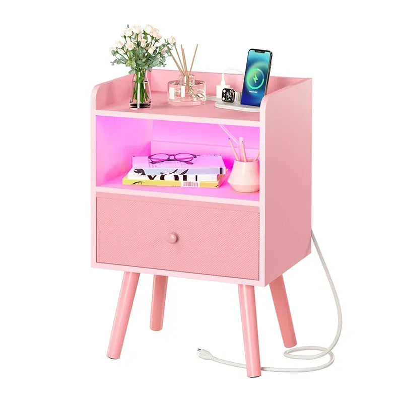 Yoobure Modern 2-Tier LED Nightstand