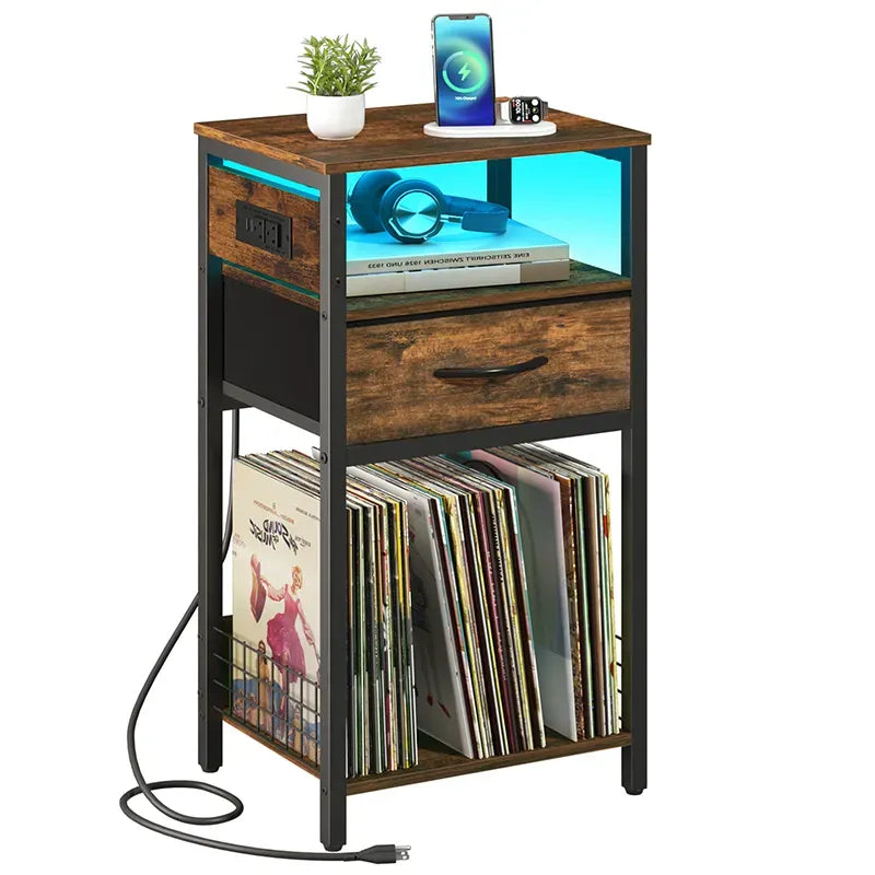 Yoobure Record Player Stand with LED and Charging Port