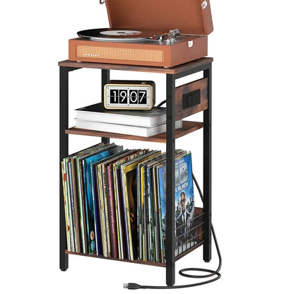 Yoobure record player holder with double dividers and charging port