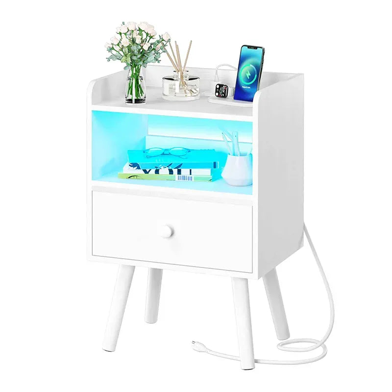 Yoobure Modern 2-Tier LED Nightstand