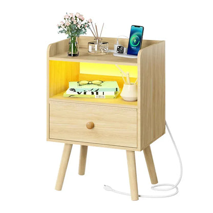 Yoobure Modern 2-Tier LED Nightstand