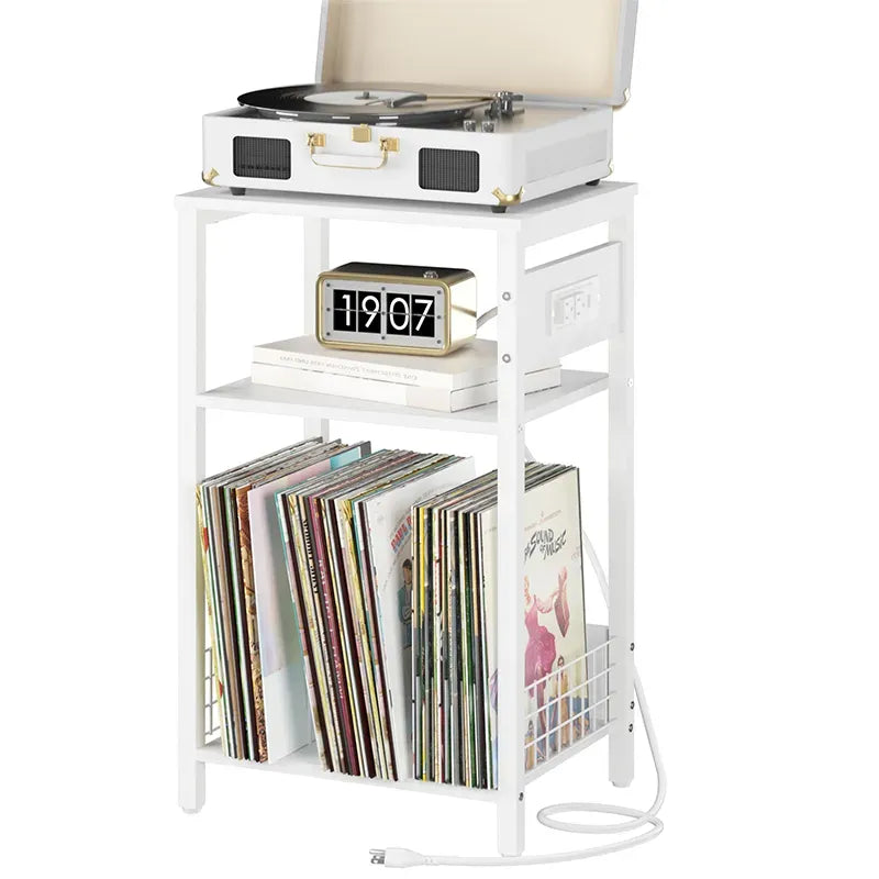 Yoobure record player holder with double dividers and charging port