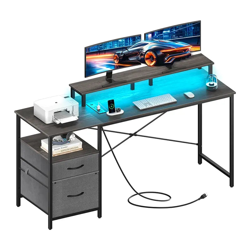 Home Utility Yoobure 55.1-Inch Two Drawer Computer Desk