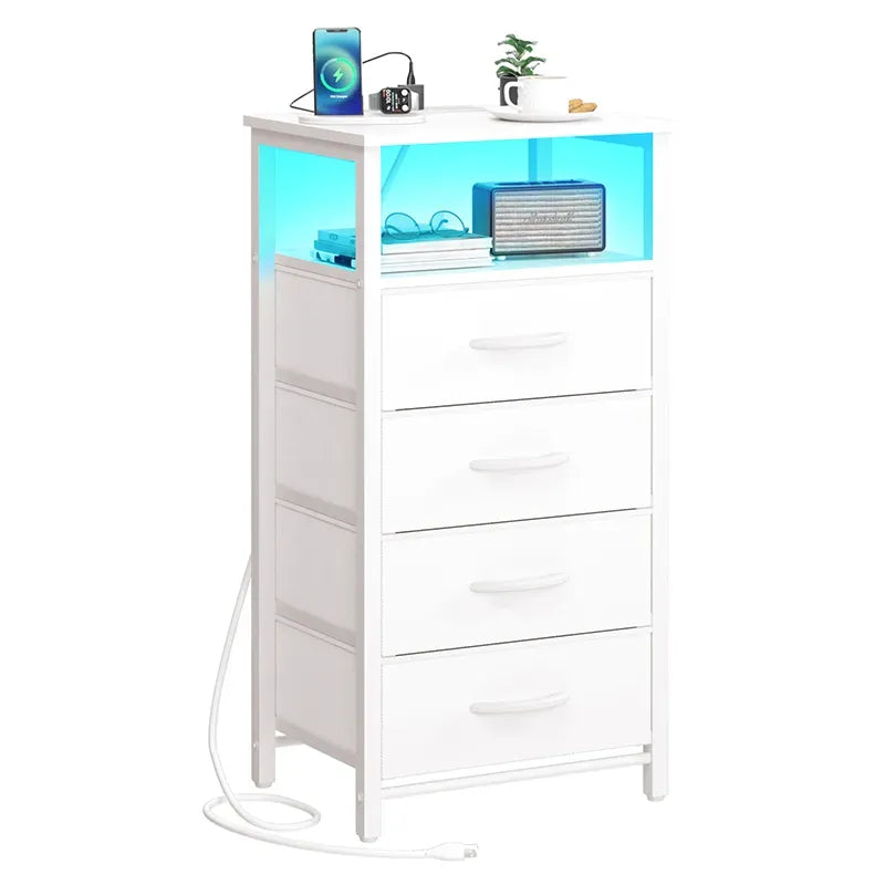 Yoobure 4-drawer nightstand with large capacity and LEDs