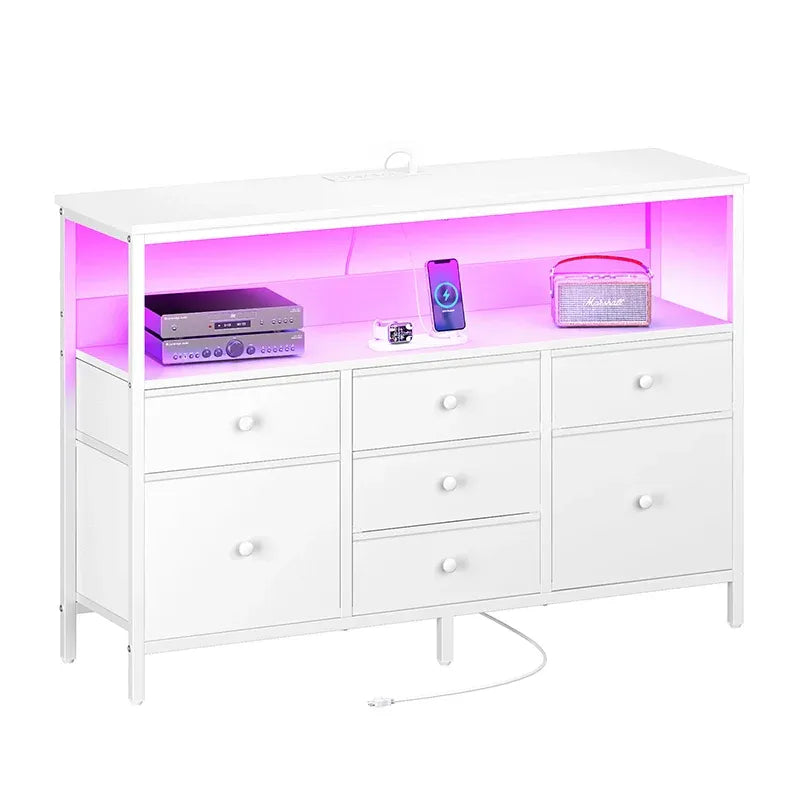 Yoobure TV stand with 7 organizer drawers