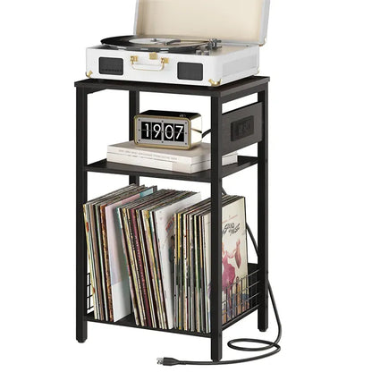 Yoobure record player holder with double dividers and charging port