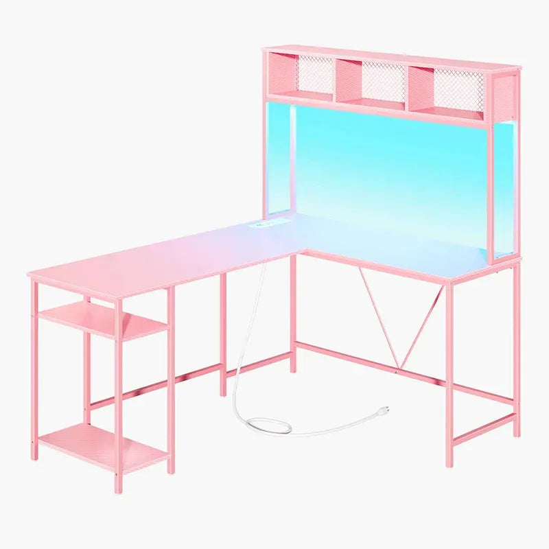 Yoobure L-shape computer desk with high shelf