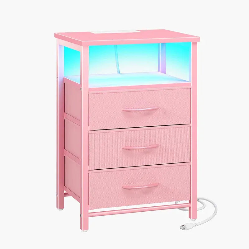 Yoobure 3-drawer nightstand with LED and charging port