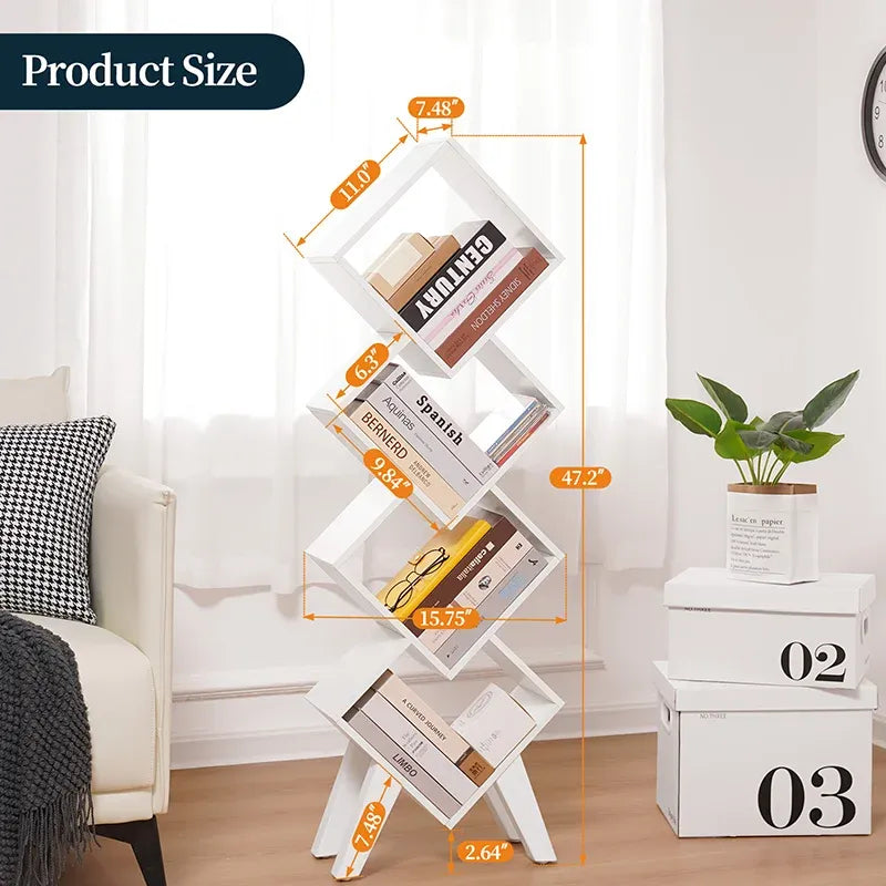 Yoobure Modern Bookshelf with Diamond Lattice Shape