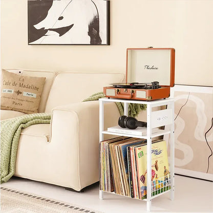 Yoobure record player holder with double dividers and charging port