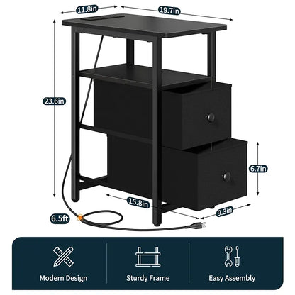 Rechargeable Yoobure 2 Drawer Narrow Side Table with Charging Post