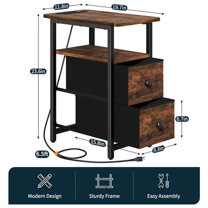 Rechargeable Yoobure 2 Drawer Narrow Side Table with Charging Post