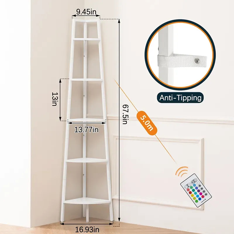 Simple Yoobure 5-Tier Corner Shelf with LED