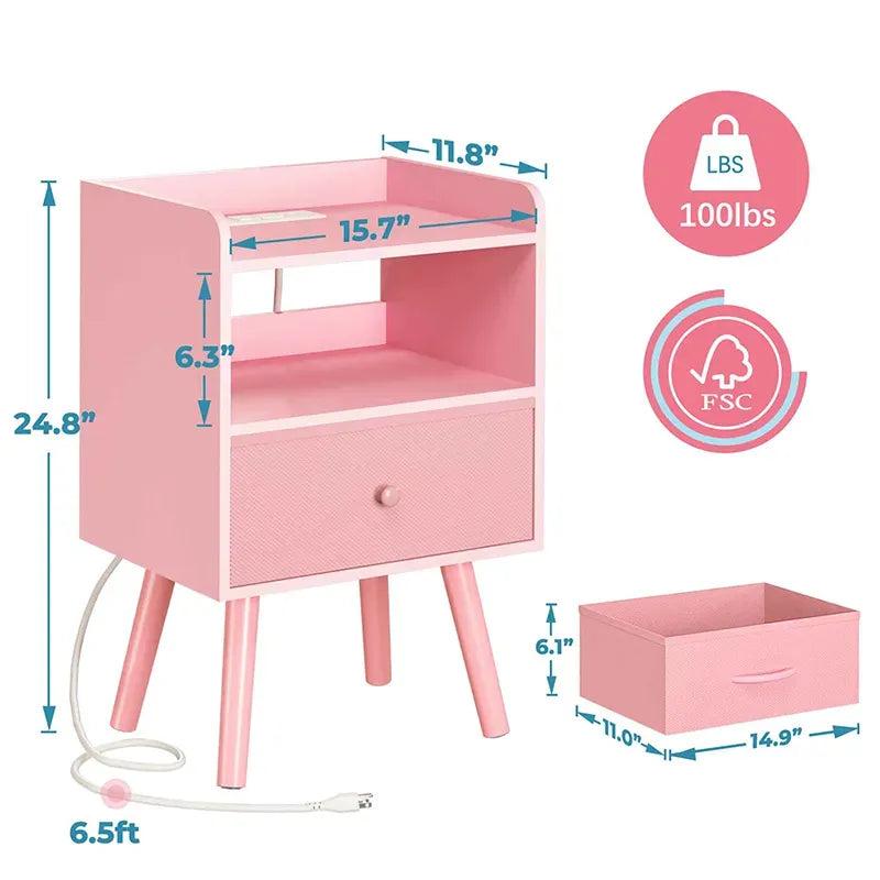 Yoobure Modern 2-Tier LED Nightstand