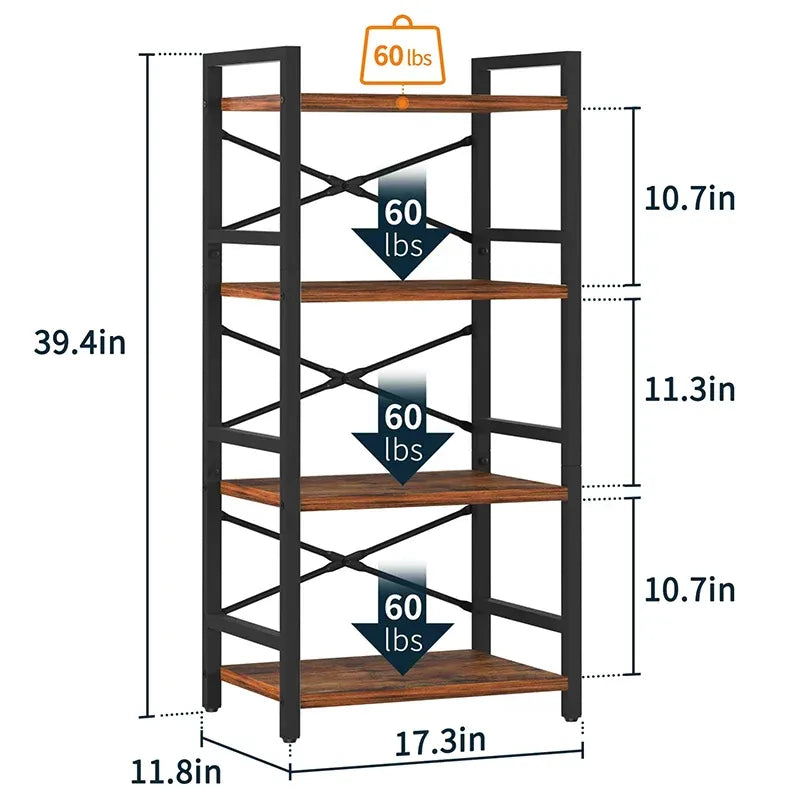 Drawerless Yoobure 4-Tier Small Bookshelf