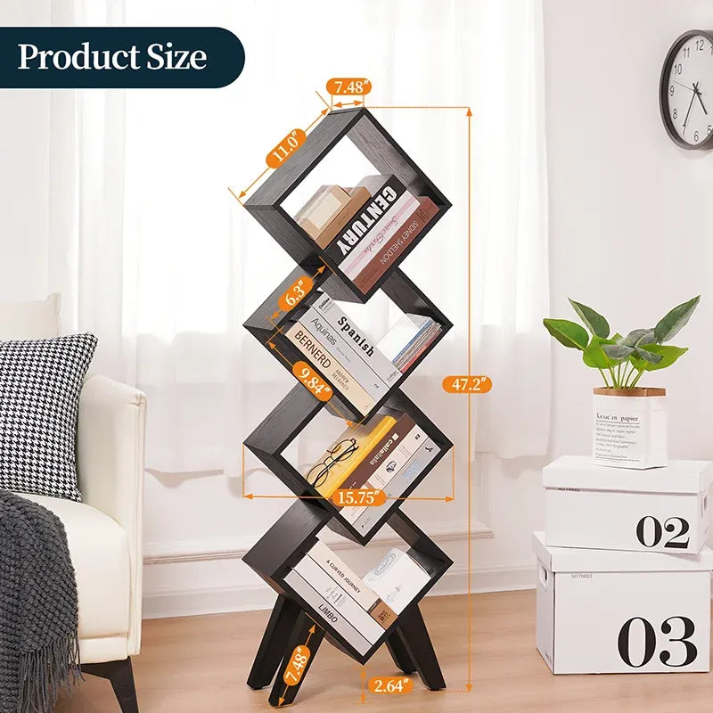 Yoobure Modern Bookshelf with Diamond Lattice Shape