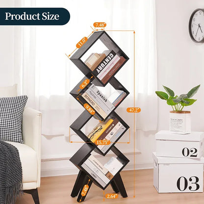 Yoobure Modern Bookshelf with Diamond Lattice Shape