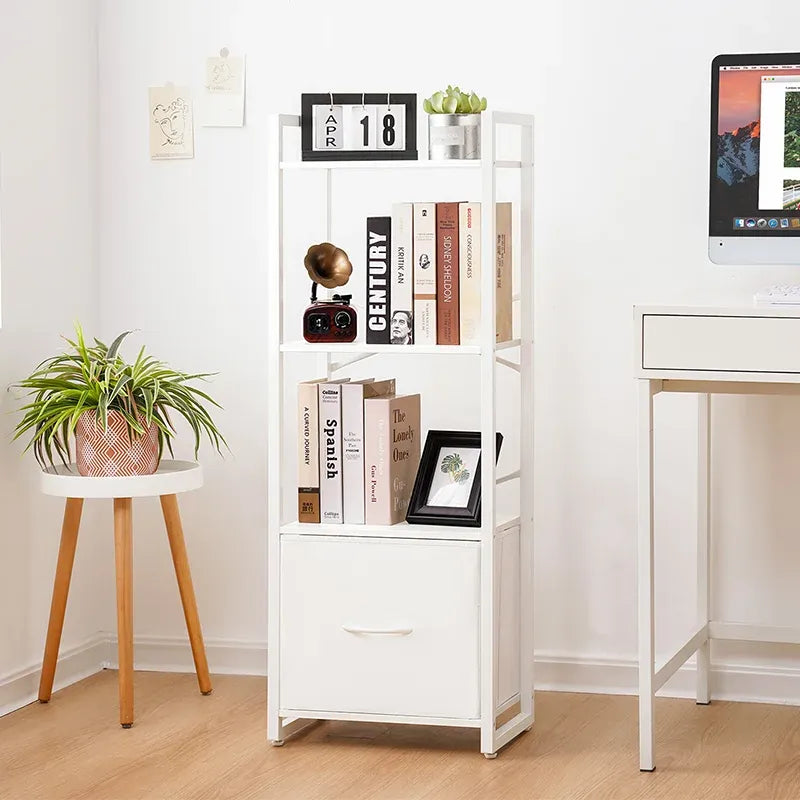 Minimalist Yoobure 4-Tier Bookshelf with Drawers