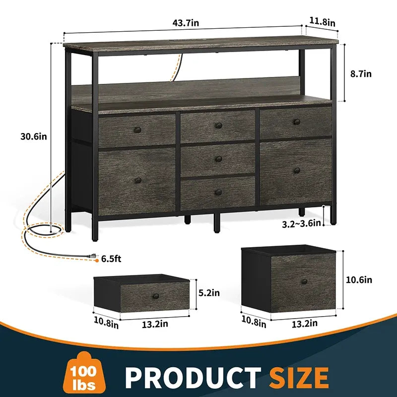 Yoobure TV stand with 7 organizer drawers