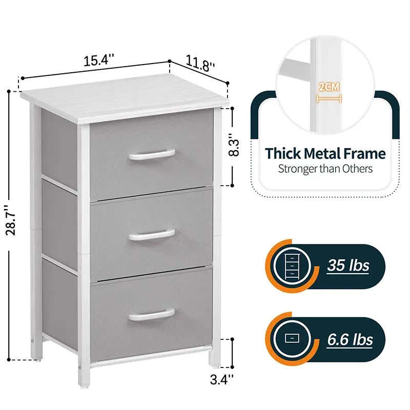 Minimalist Yoobure 3 Drawer Beside Table