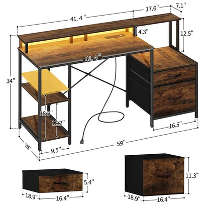 Yoobure 59-inch 2 Drawer Computer Desk with 2 Compartments