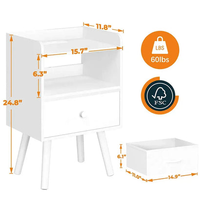 Yoobure Modern 2-Tier LED Nightstand