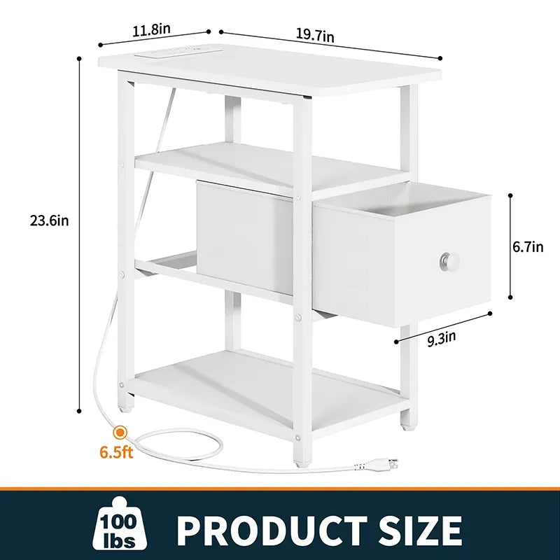 Three-tier Narrow Side Table With Drawer