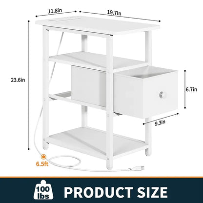 Three-tier Narrow Side Table With Drawer