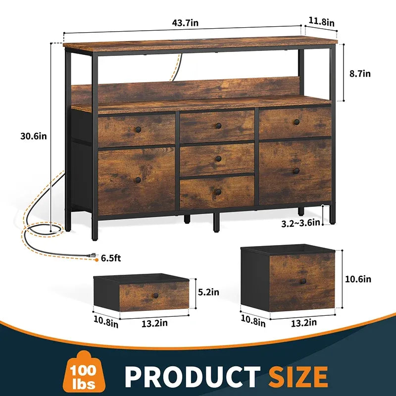 Yoobure TV stand with 7 organizer drawers