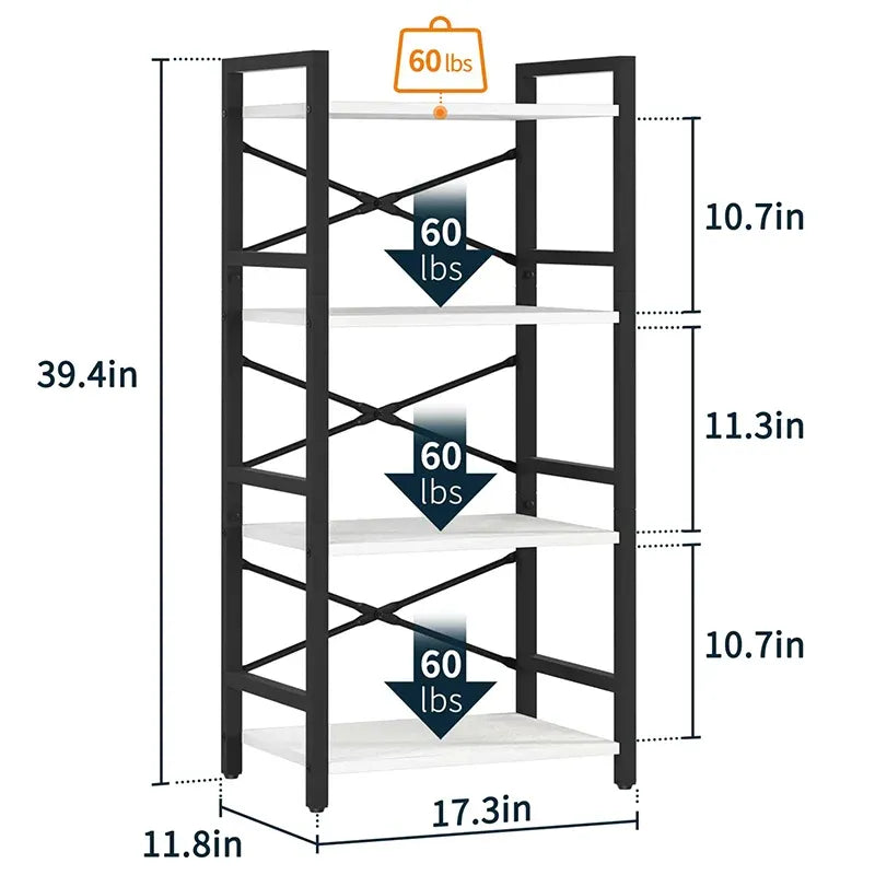 Drawerless Yoobure 4-Tier Small Bookshelf