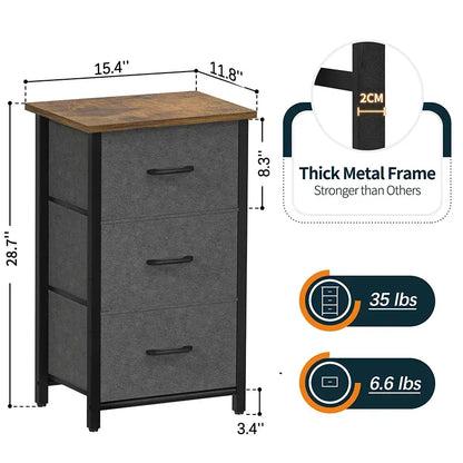 Minimalist Yoobure 3 Drawer Beside Table