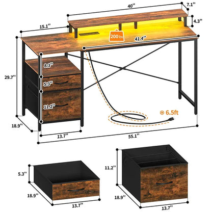 Home Utility Yoobure 55.1-Inch Two Drawer Computer Desk