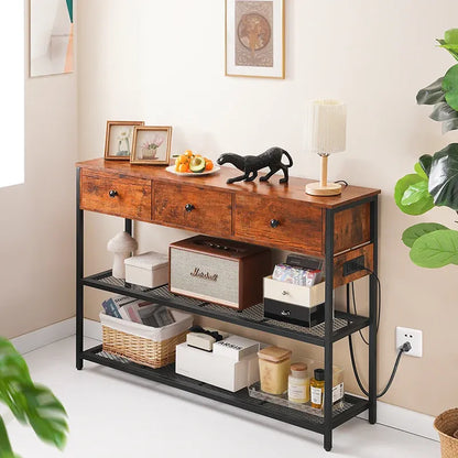 Vintage Style Yoobure 46.85 Inch Console Table with 3 Storage Drawers