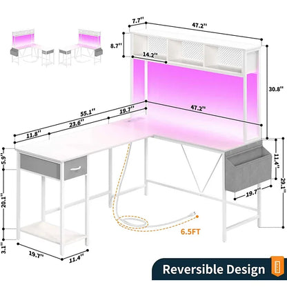 Yoobure L-shape computer desk with high shelf