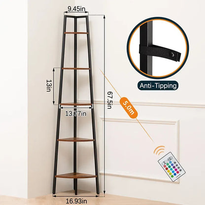 Simple Yoobure 5-Tier Corner Shelf with LED