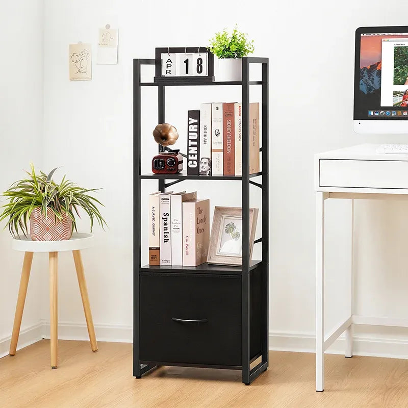 Minimalist Yoobure 4-Tier Bookshelf with Drawers