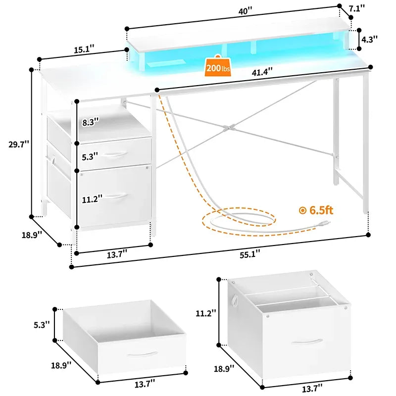 Home Utility Yoobure 55.1-Inch Two Drawer Computer Desk